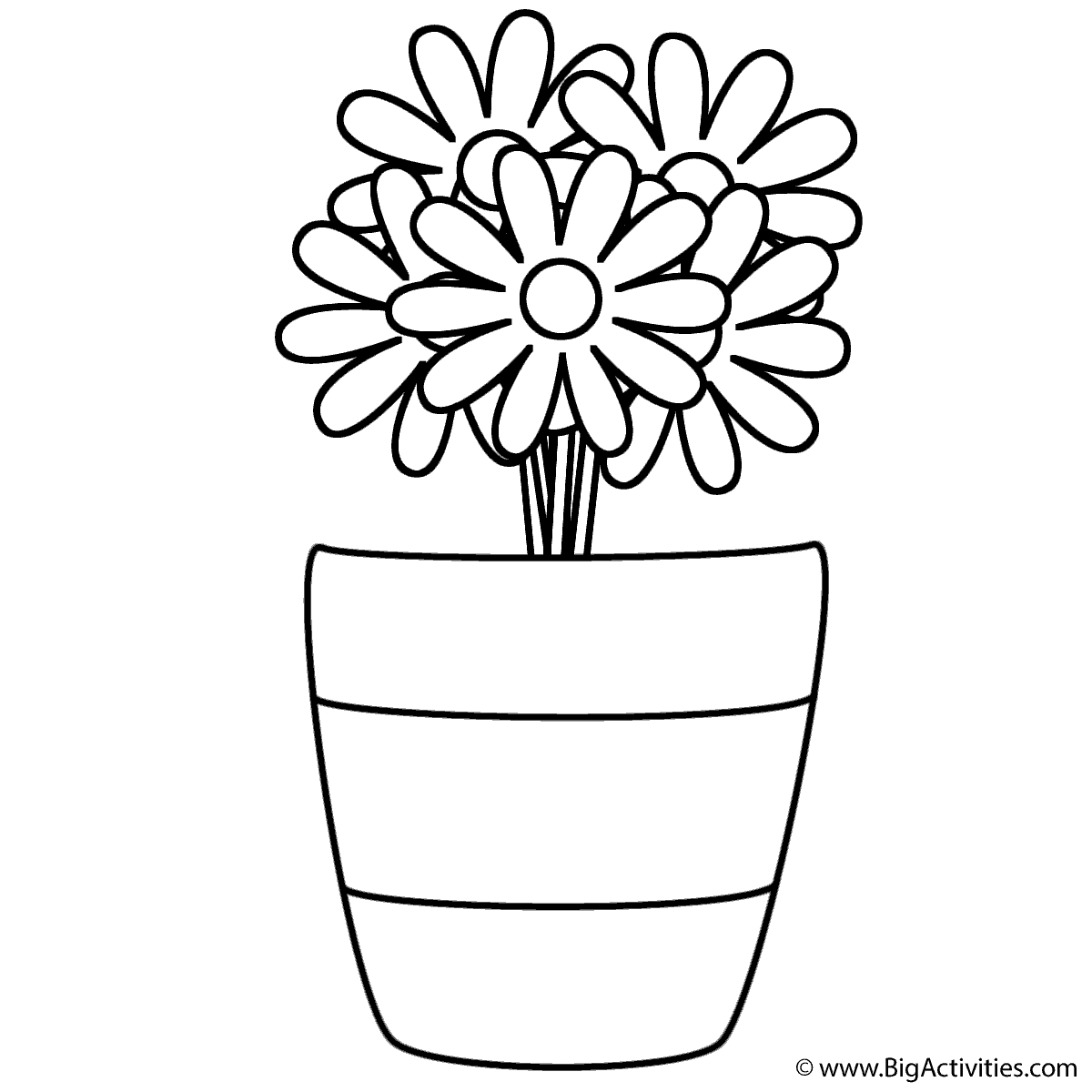 Flowers in Vase with Stripes - Coloring Page (Mother's Day)