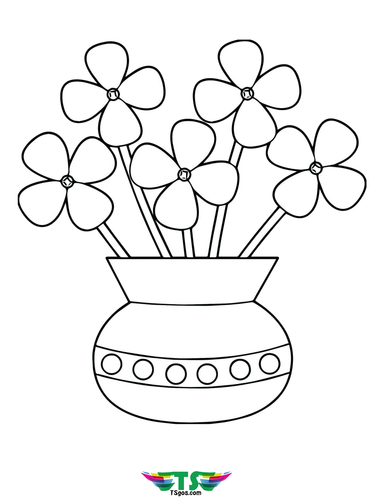 Printable Flowers in a Vase Coloring Page - TSgos.com