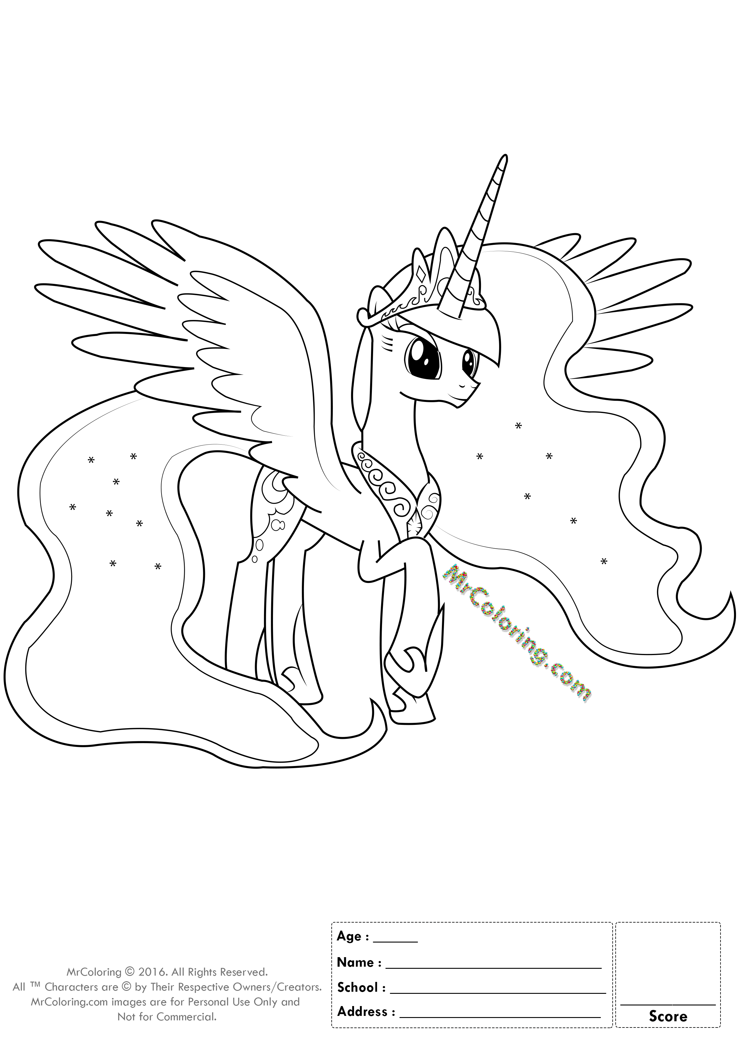 My Little Pony Princess Luna Coloring Page - 1 | MrColoring.com