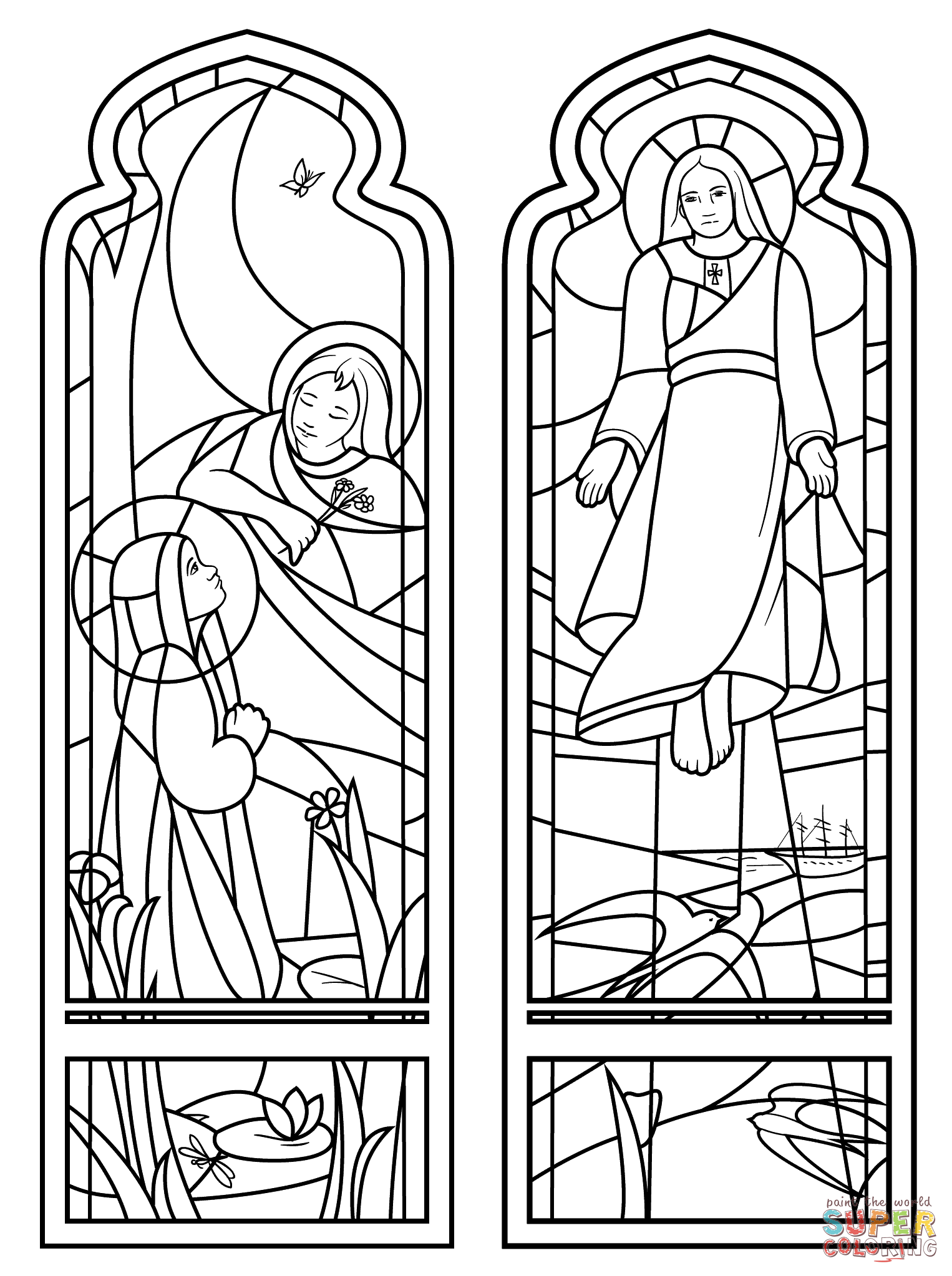 Church Stain Glass Window Coloring Pages For Adults - Coloring ...