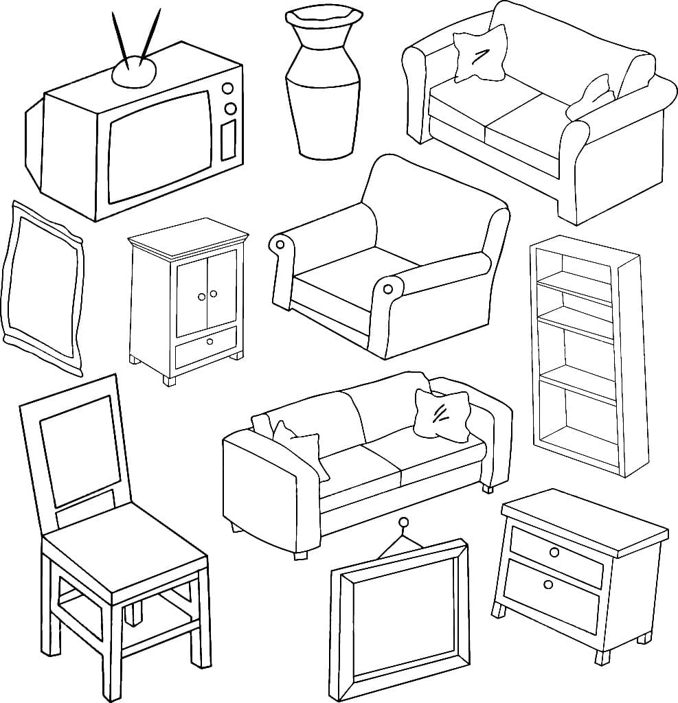 Furniture coloring pages | Wonder-Day