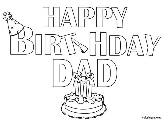 Happy Birthday Dad Coloring Card - Coloring Pages for Kids and for ...