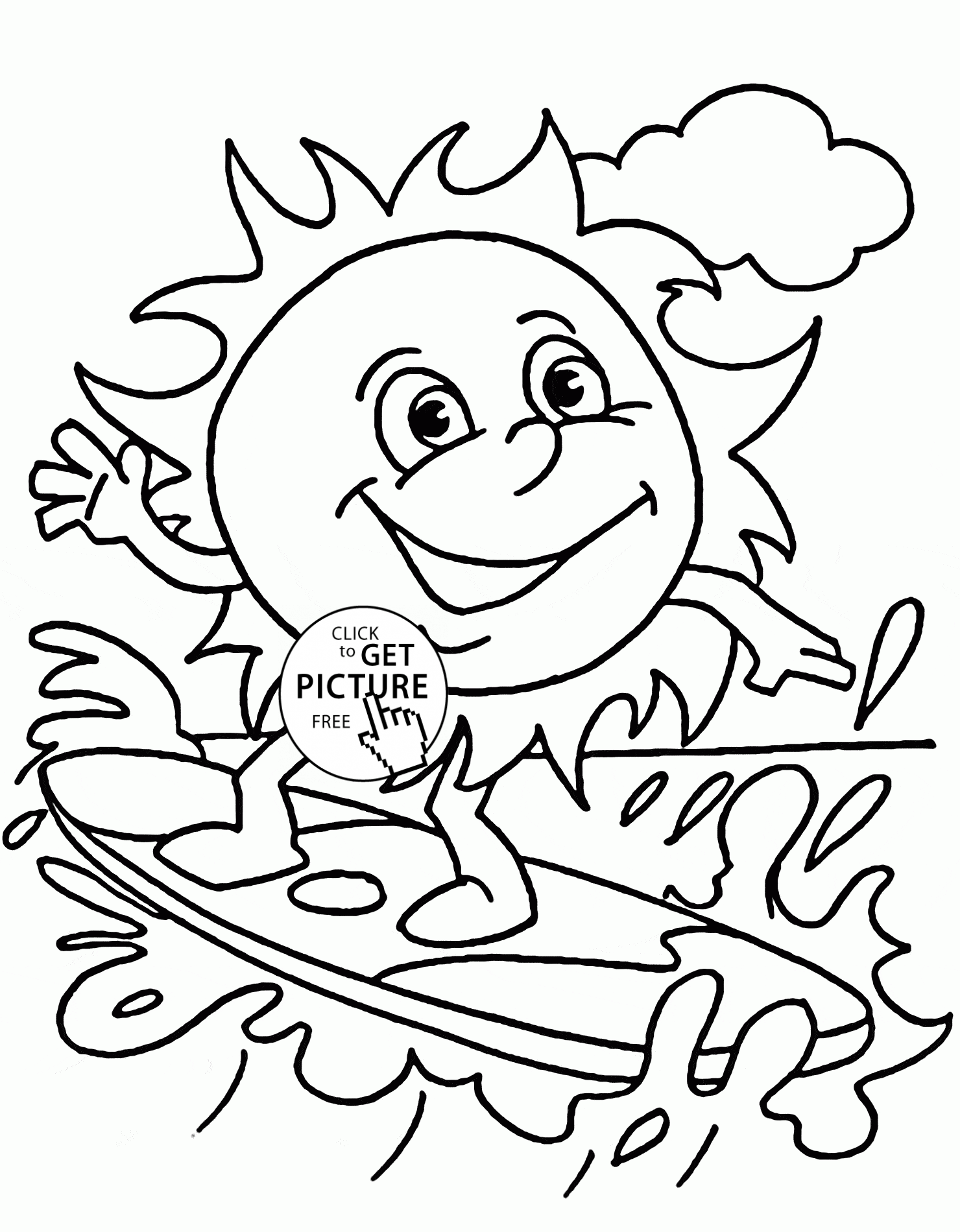 Funny Summer Sun coloring page for kids, seasons coloring pages ...