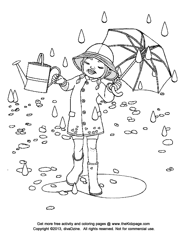 Rainy Day Coloring Page - Coloring Pages for Kids and for Adults