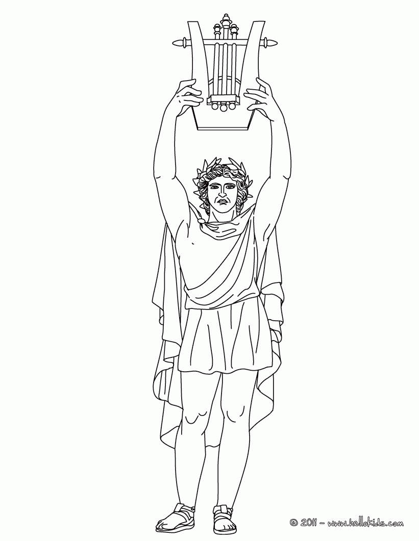 GREEK GODS coloring pages - APOLLO the Greek god of Arts and Music