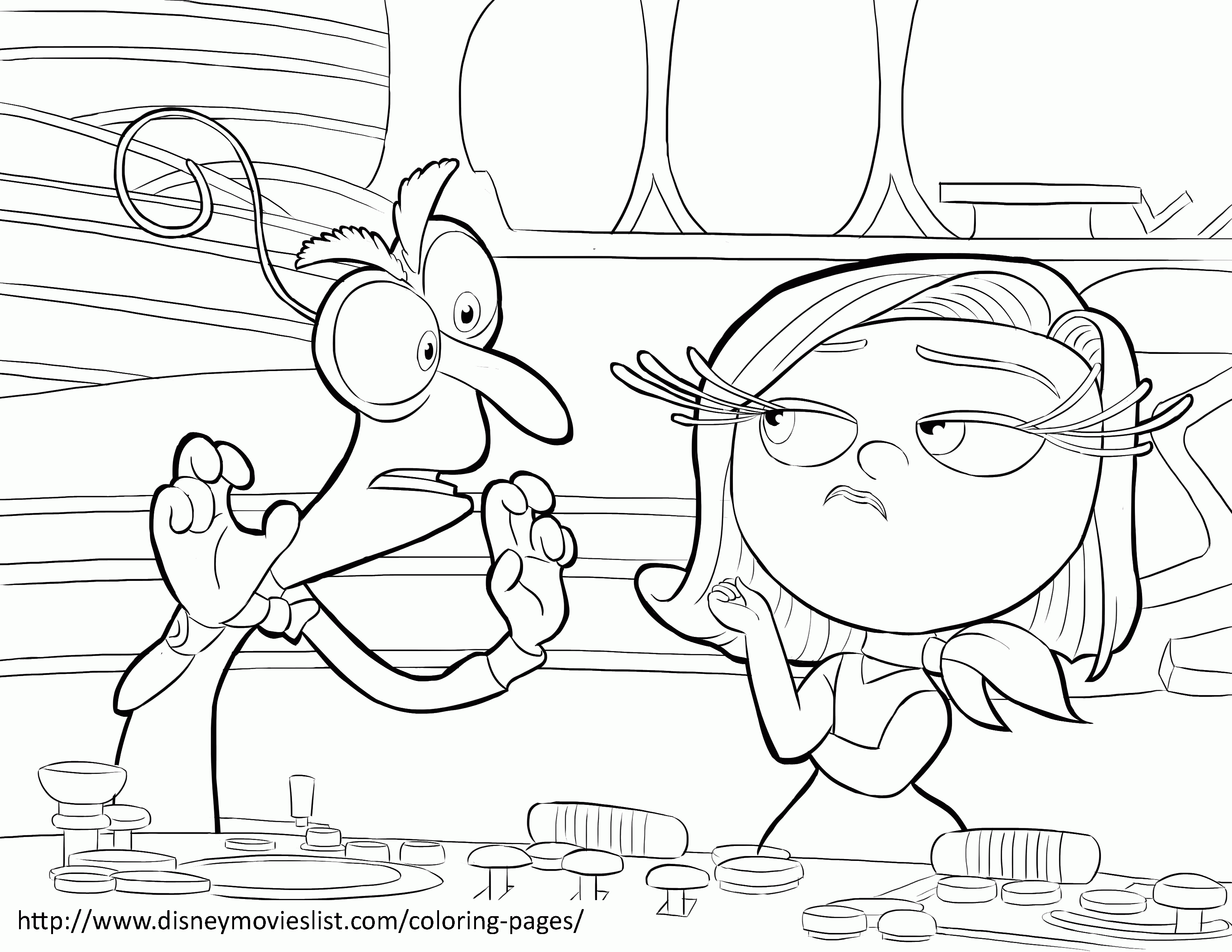 Fear and Disgust - Disney's Inside Out Coloring Page