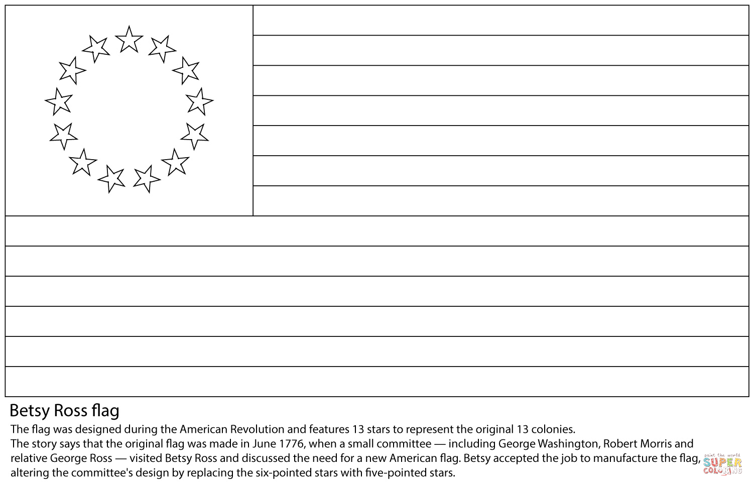 Betsy Ross Flag coloring page | Free Printable Coloring Pages