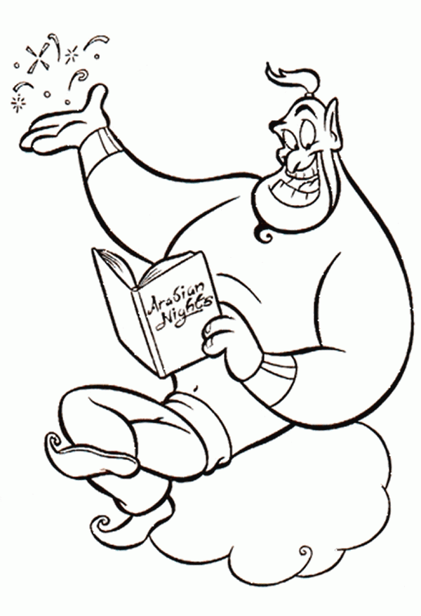 The Genie Was Reading Book Coloring Pages Coloring Pages For Kids ...