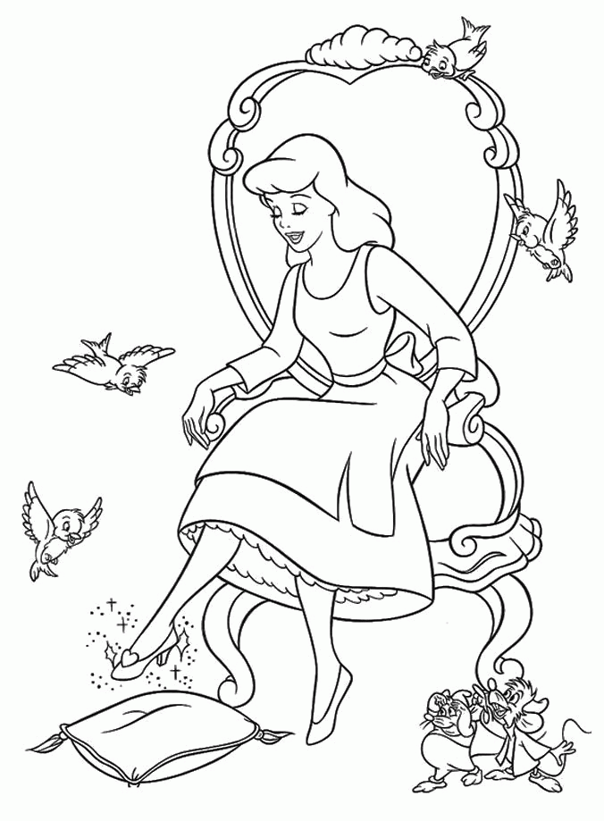 Princess Cinderella The Glass Slipper Coloring Pages 