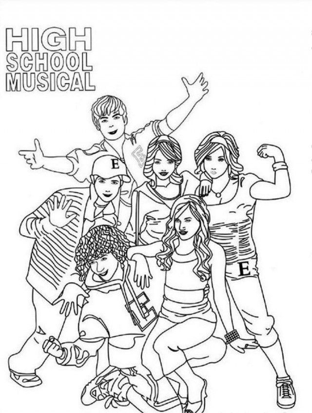 High School Musical Gang Coloring Page Coloringplus 281314 High 