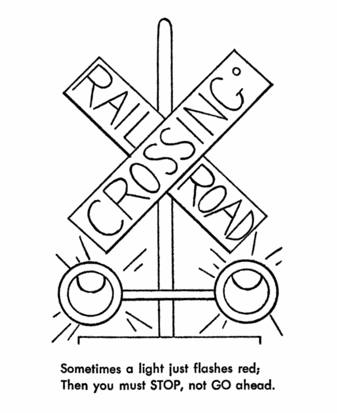 Railroad Safety Coloring pages -Train Signal Light Safety Coloring 