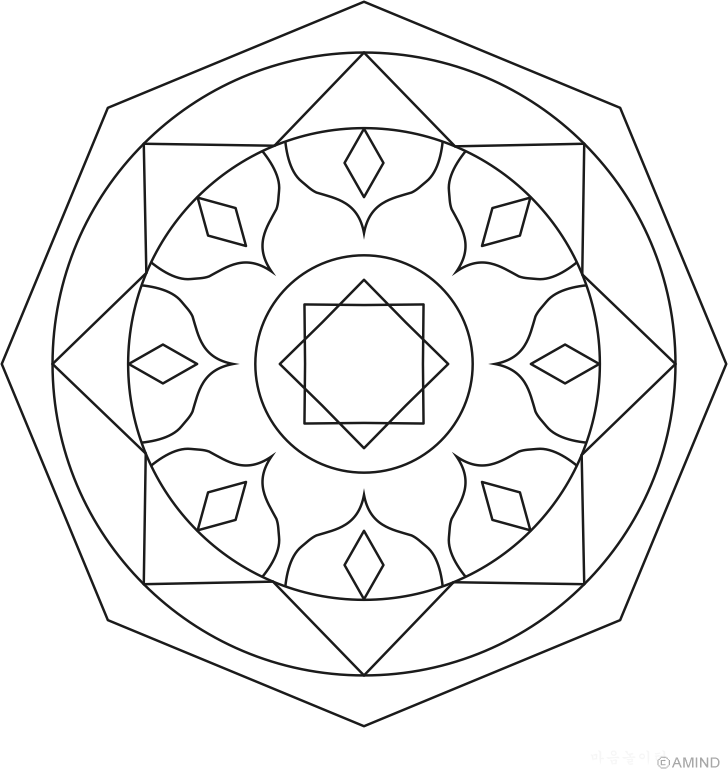 Free mandalas coloring > Octagon Mandalas 1 페이지