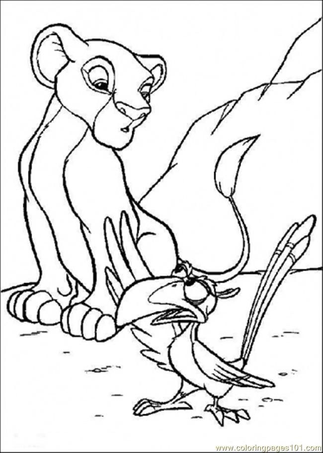 Coloring Pages Simba With Zazu (Cartoons > The Lion King) - free 