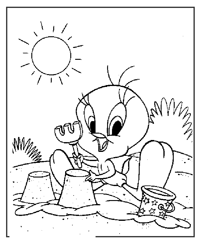 Tweety Bird Coloring Pages Flowers