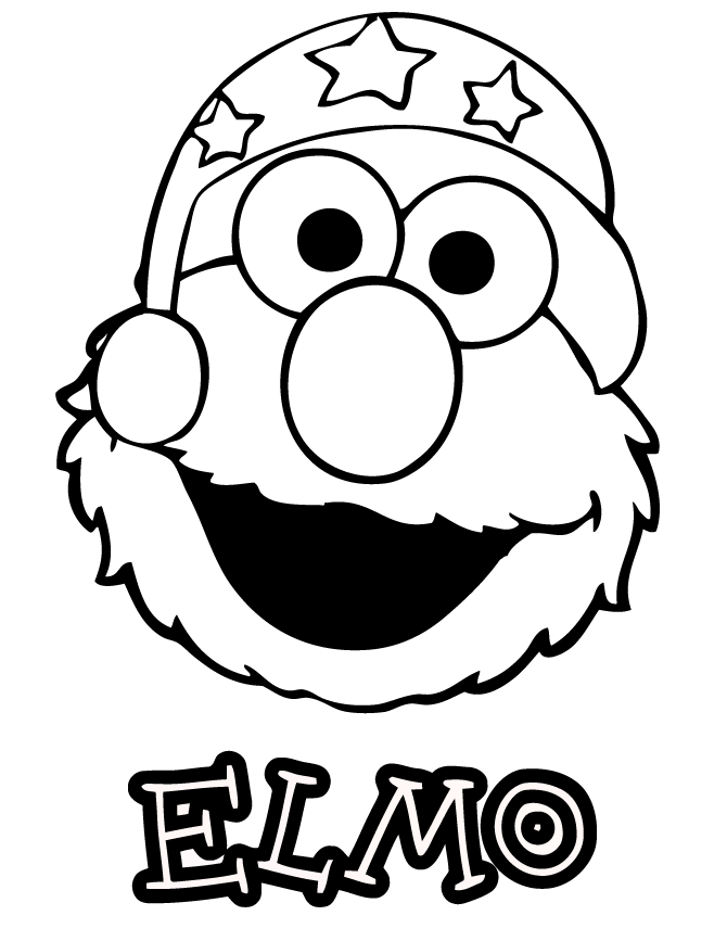 Elmo With Hat Coloring Page
