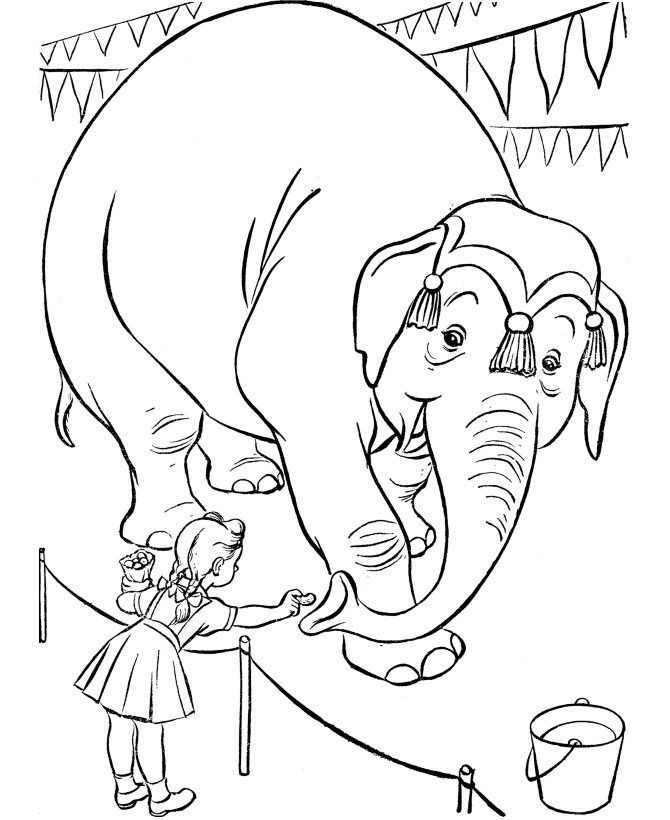 Animal Elephants Circus Show Free Download Printable Coloring Page 