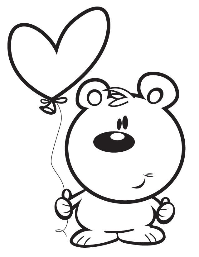 Bear and heart Printable Coloring Book - Valentines day Coloring 