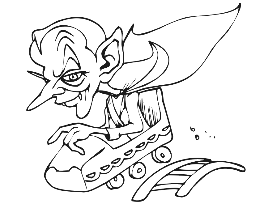 Vampire Coloring Page | Vampire On Roller Coaster