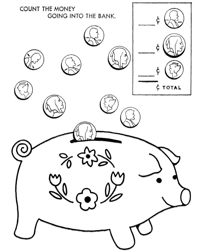 Toy Animal Coloring Pages | Count the money piggy bank Kids 
