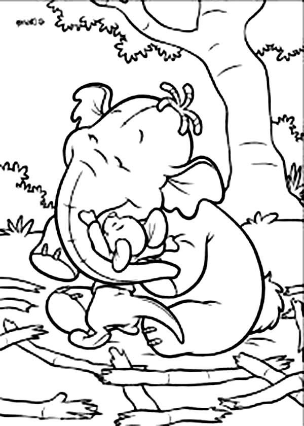 Babar the Elephant Hug a Little Dog Coloring Pages : Batch Coloring