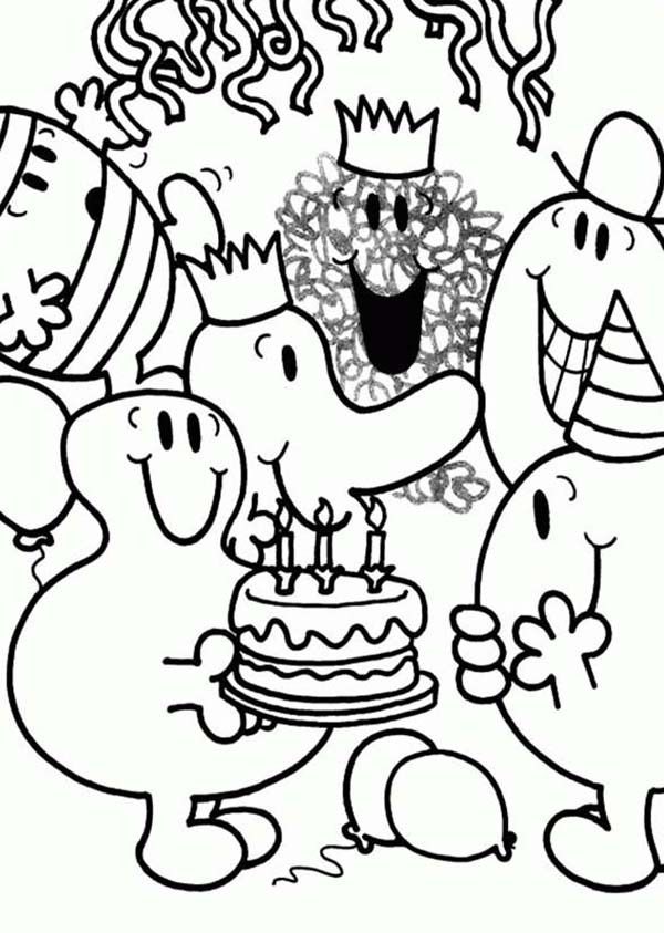 Happy Birthday Mr Men and Little Miss Coloring Pages | Bulk Color