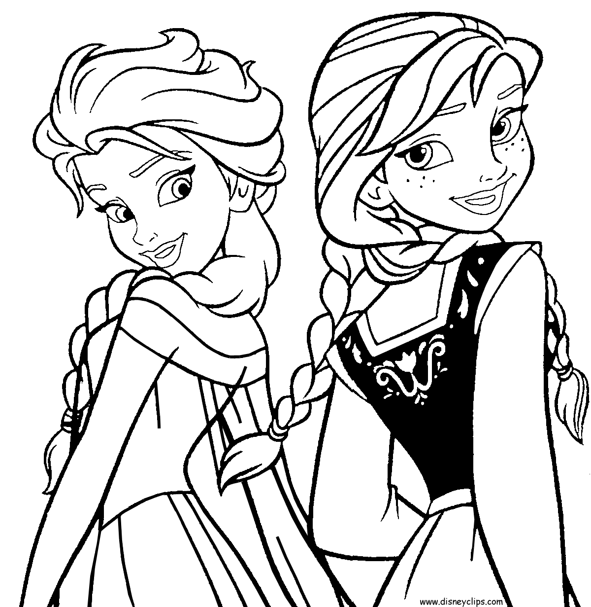 printable anna and elsa coloring pages | Only Coloring Pages