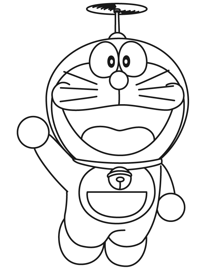 Doraemon Rides Broom Halloween Coloring Page | H & M Coloring Pages