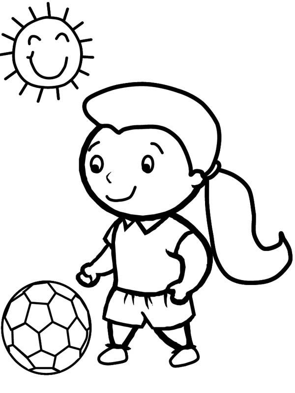 Soccer, : A Cute Little Girl Playing Soccer in a Sunny Day ...