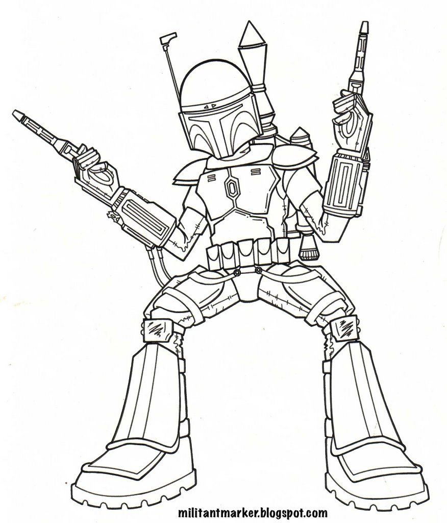 Jango Fett - Coloring Pages for Kids and for Adults | การ์ตูน marvel