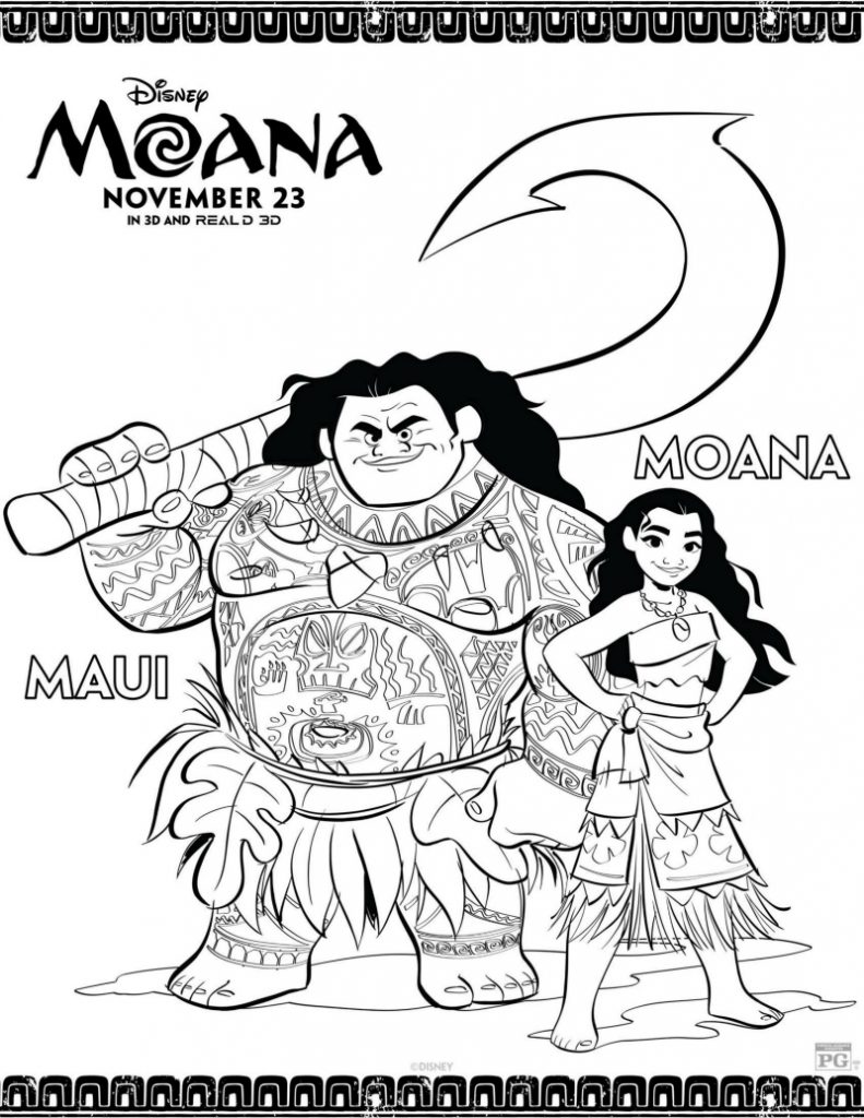 Disney Maui and Moana Coloring Page | Mama Likes This