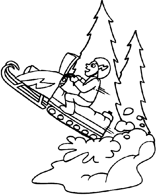 Snowmobiling Coloring Page | Purple Kitty