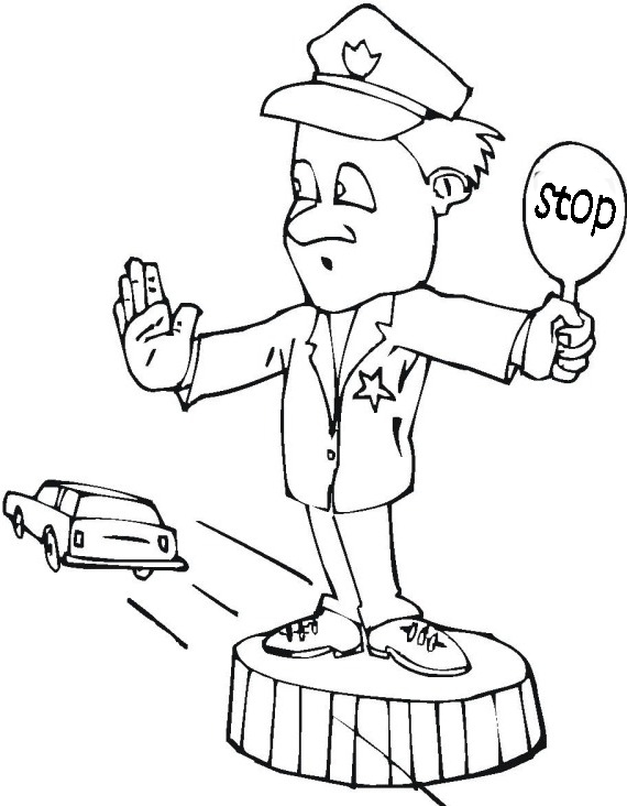 Policeman and Stop Sign Coloring Pages - Get Coloring Pages