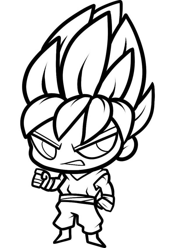 Chibi Son Goku Super Saiyan Coloring Page - NetArt