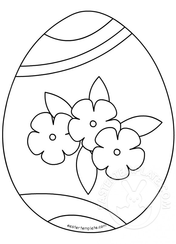 Easter egg ornament flowers coloring page | Easter Template