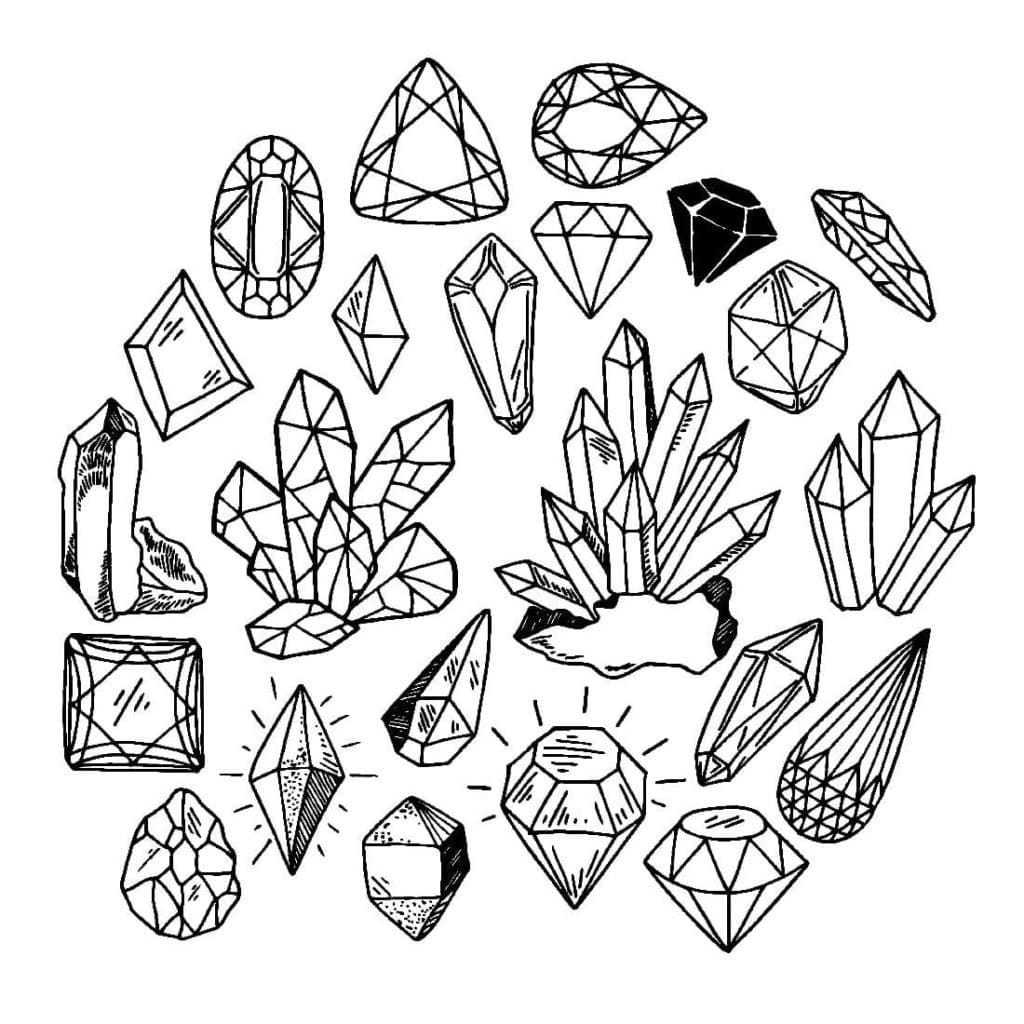 Gems Aestheics Coloring Page - Free Printable Coloring Pages for Kids