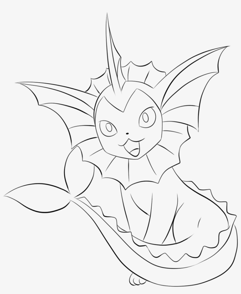 134 Vaporeon Lineart By Lilly Gerbil - Vaporeon Coloring Pages Pokemon Eevee  Evolutions Transparent PNG - 858x1000 - Free Download on NicePNG
