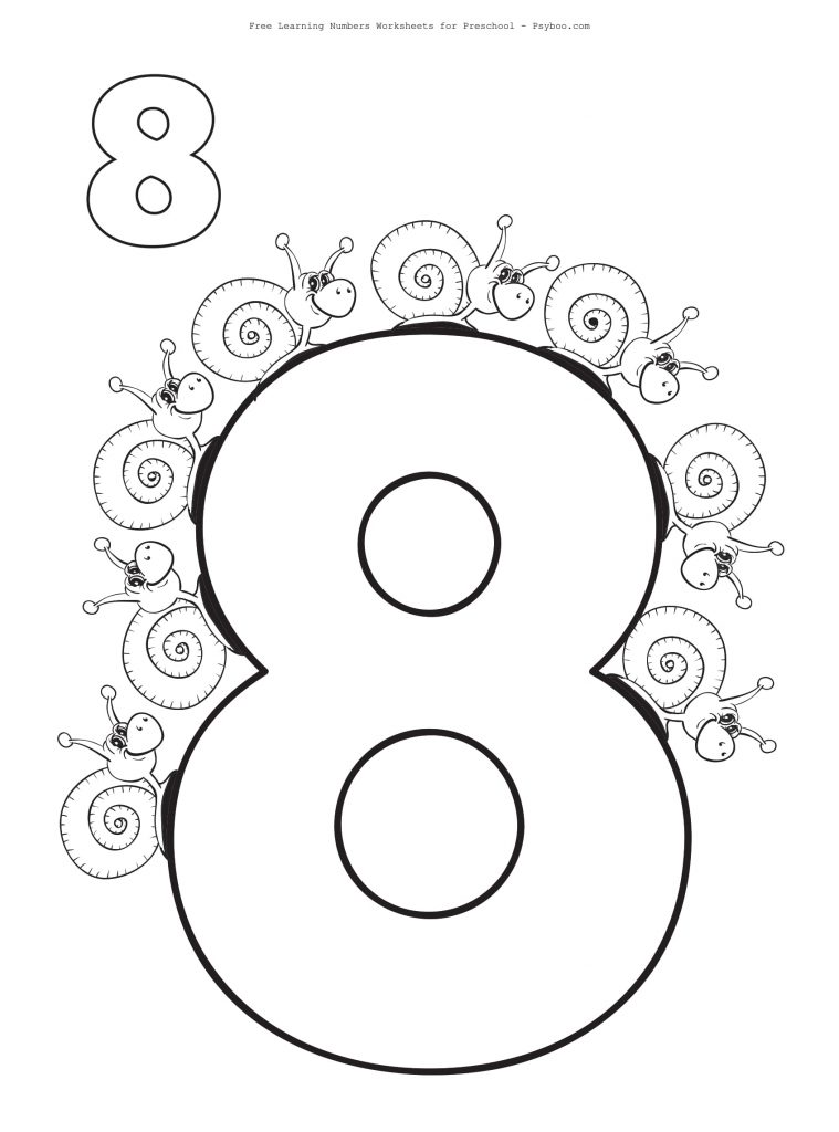 Learning Number 8 Worksheets ⋆ Free Printable Coloring Pages for Kids