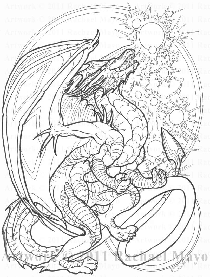 25 Printable Dragon Coloring Pages for Adults - Happier Human
