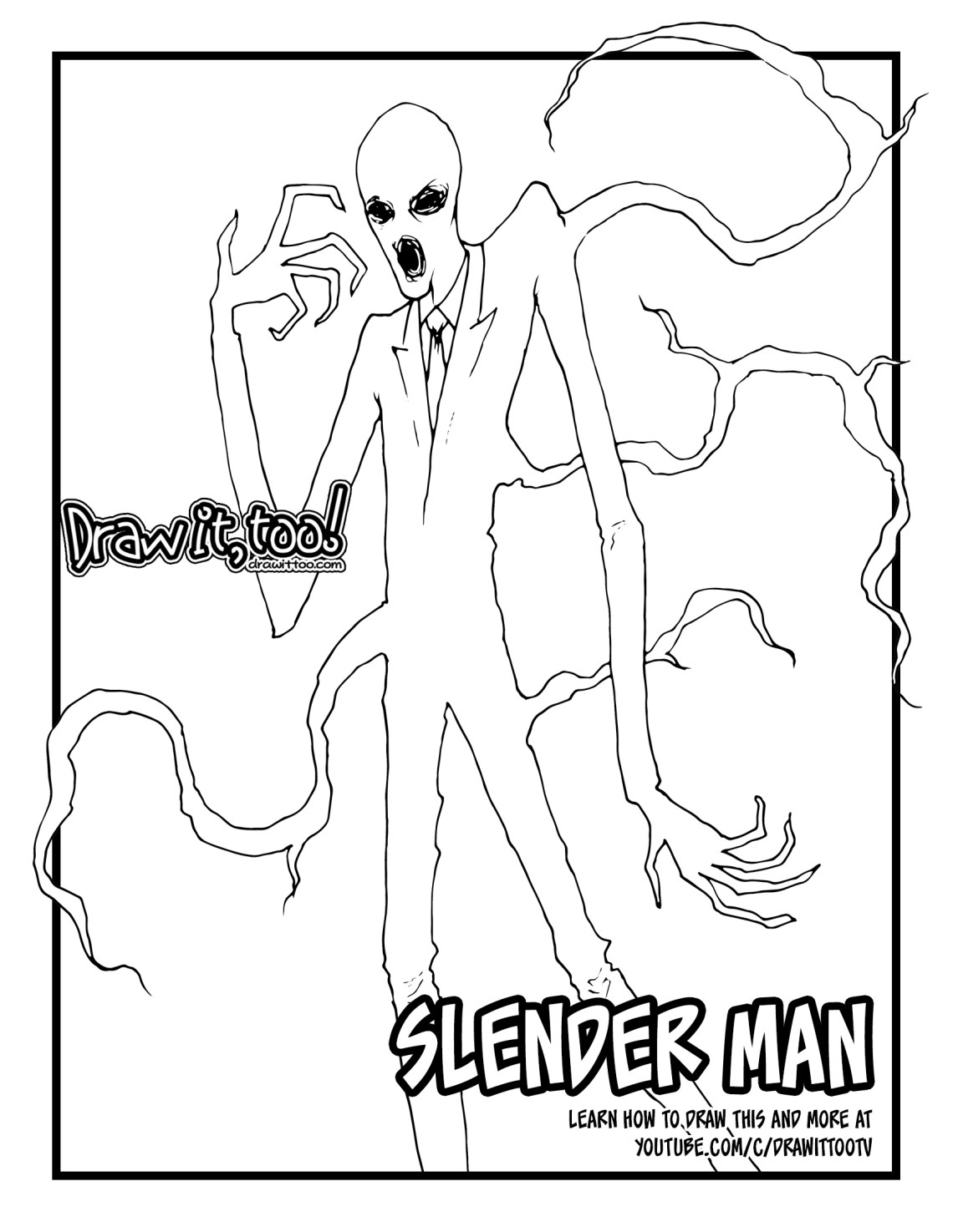 How to Draw The SLENDER MAN | Drawing Tutorial | Draw it, Too!