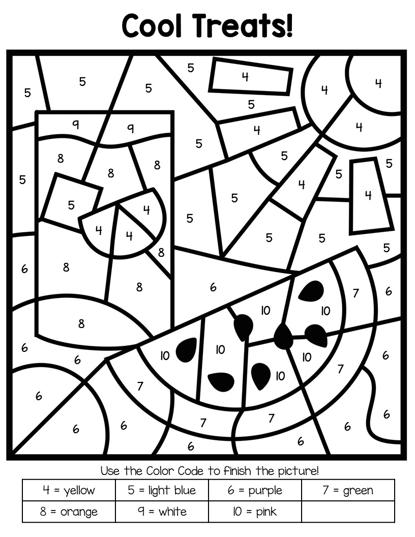 Freeable Color By Number Coloring Pages Best Summer Food Fun Games ...