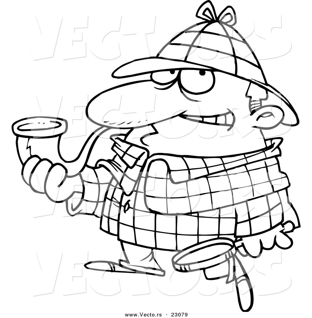 Vector Of A Cartoon Sherlock Holmes - Coloring Page Outline By ... -  Coloring Home