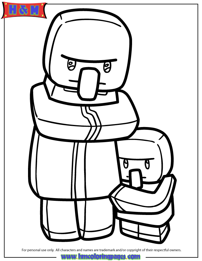 Minecraft Villager And Kid Coloring Page | H & M Coloring Pages