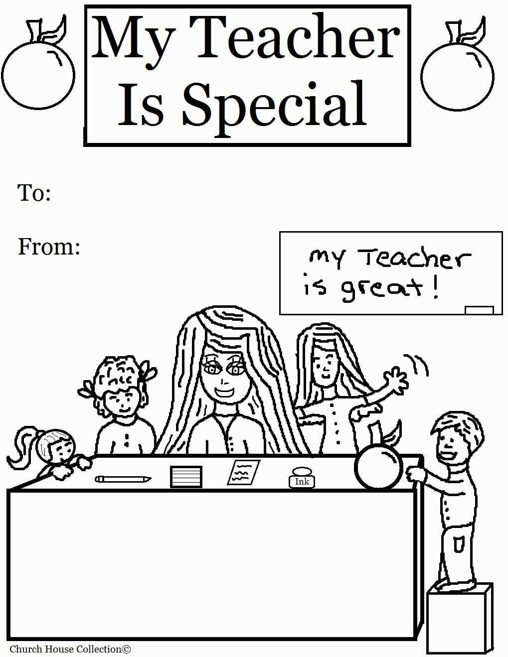 School House coloring pages, Coloring for kids, My teacher is ...