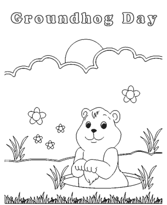 BlueBonkers - Groundhog Day Coloring Page Sheets - Groundhog's Day 11