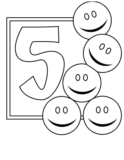 Numbers to download for free : Five - Numbers Kids Coloring Pages
