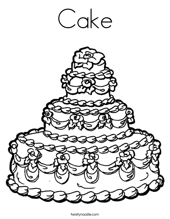 Cake Coloring Page - Twisty Noodle