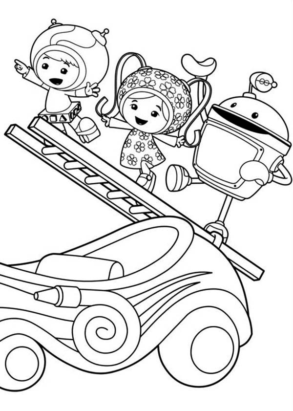 Milli And Geo With Bot Climb With Ladder In Team Umizoomi Coloring