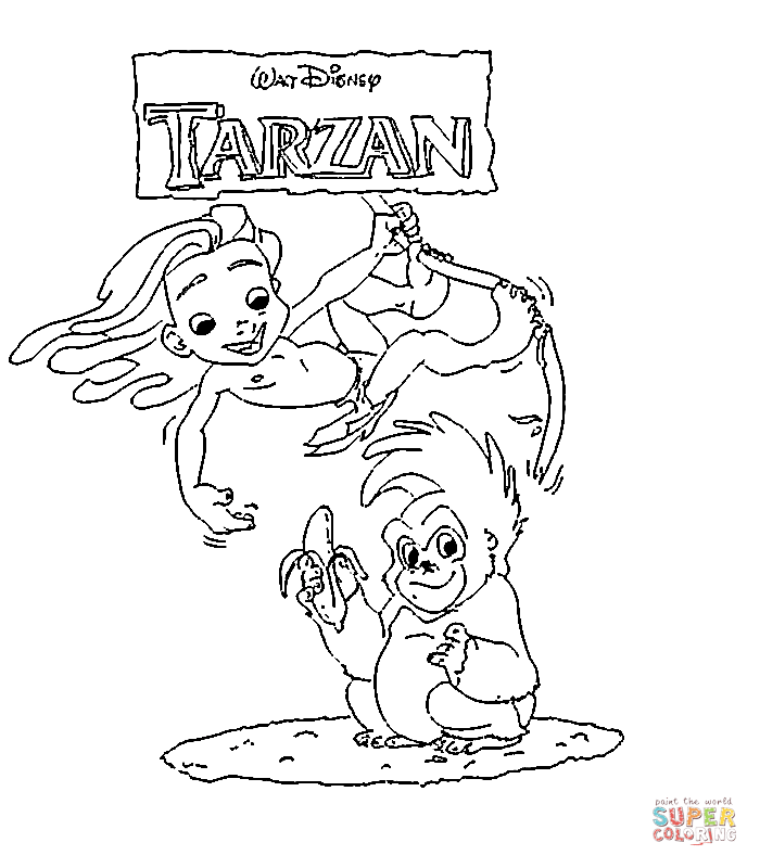 Online Free Coloring Pages For Kids Tarzan - Coloring Home