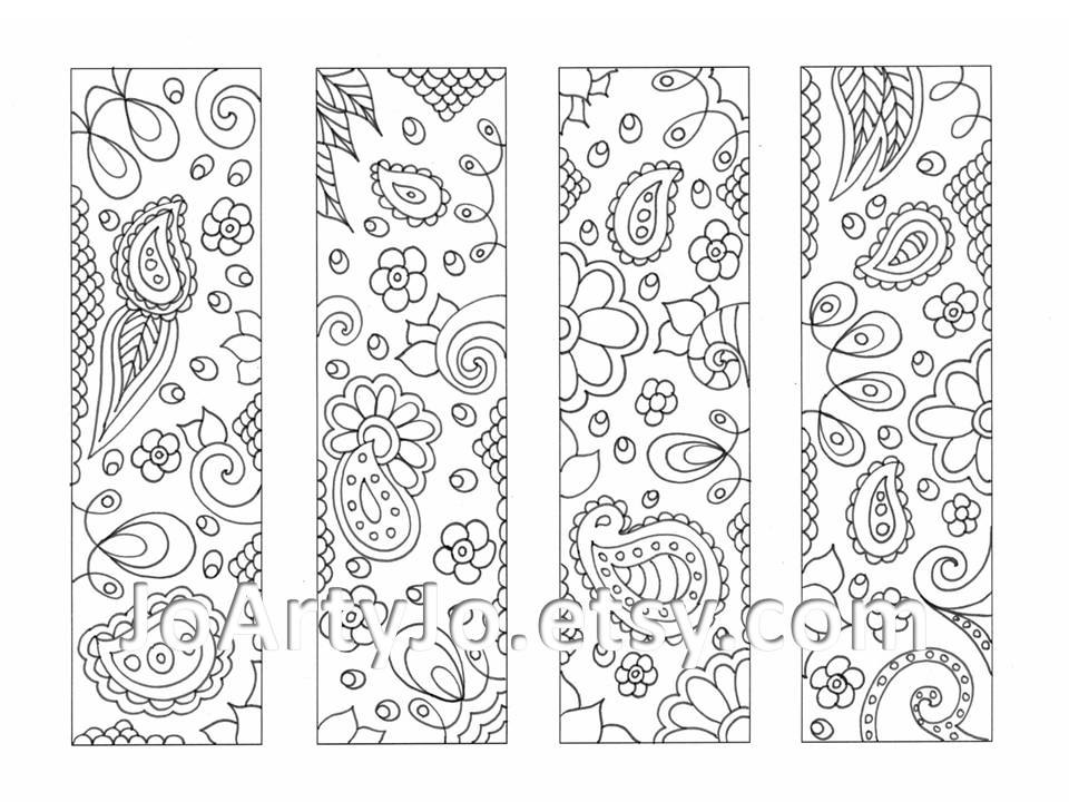 Printable Paisley Coloring Pages Bookmarks