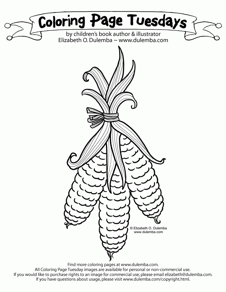 Free coloring pages of for ear of corn